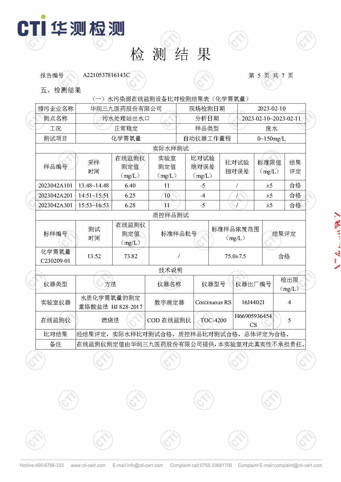 ng电子游戏总部1季度废水在线监测设备比对检测汇报_Page5