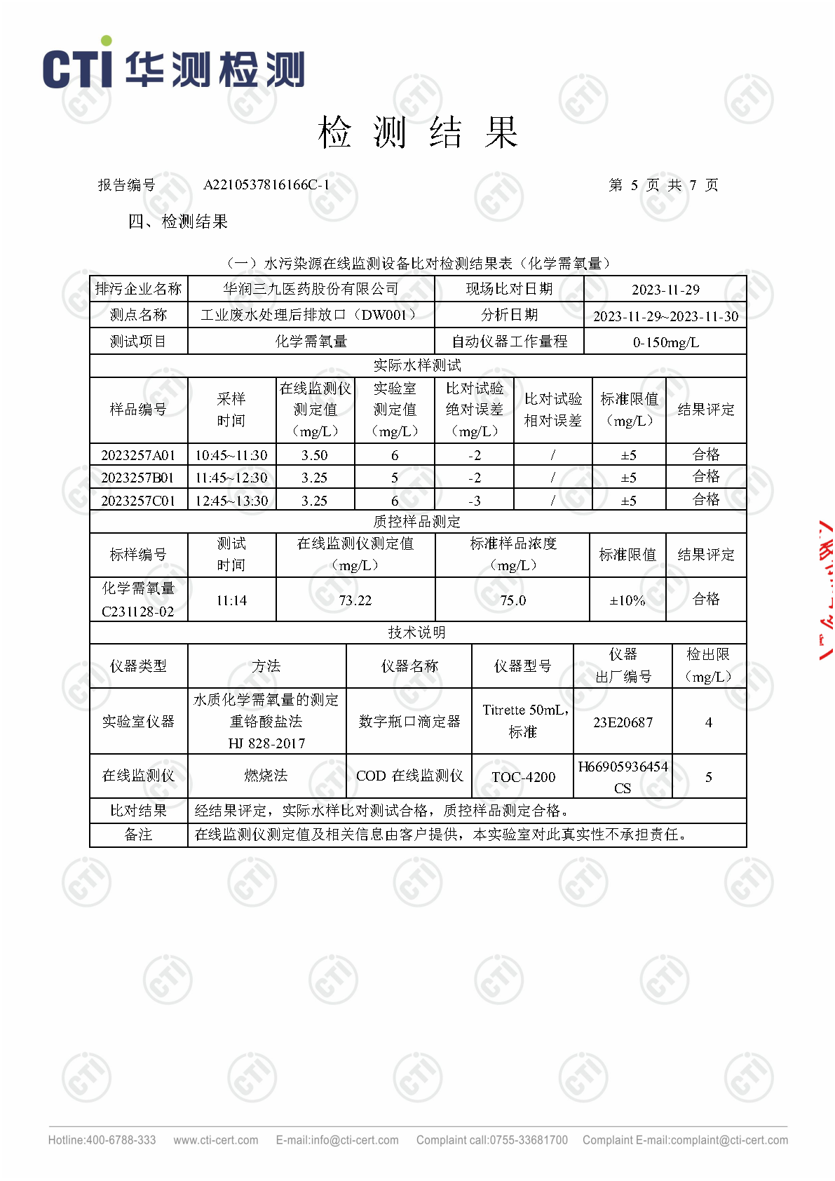 ng电子游戏总部2023年4季度废水在线监测设备比对检测汇报_Page12