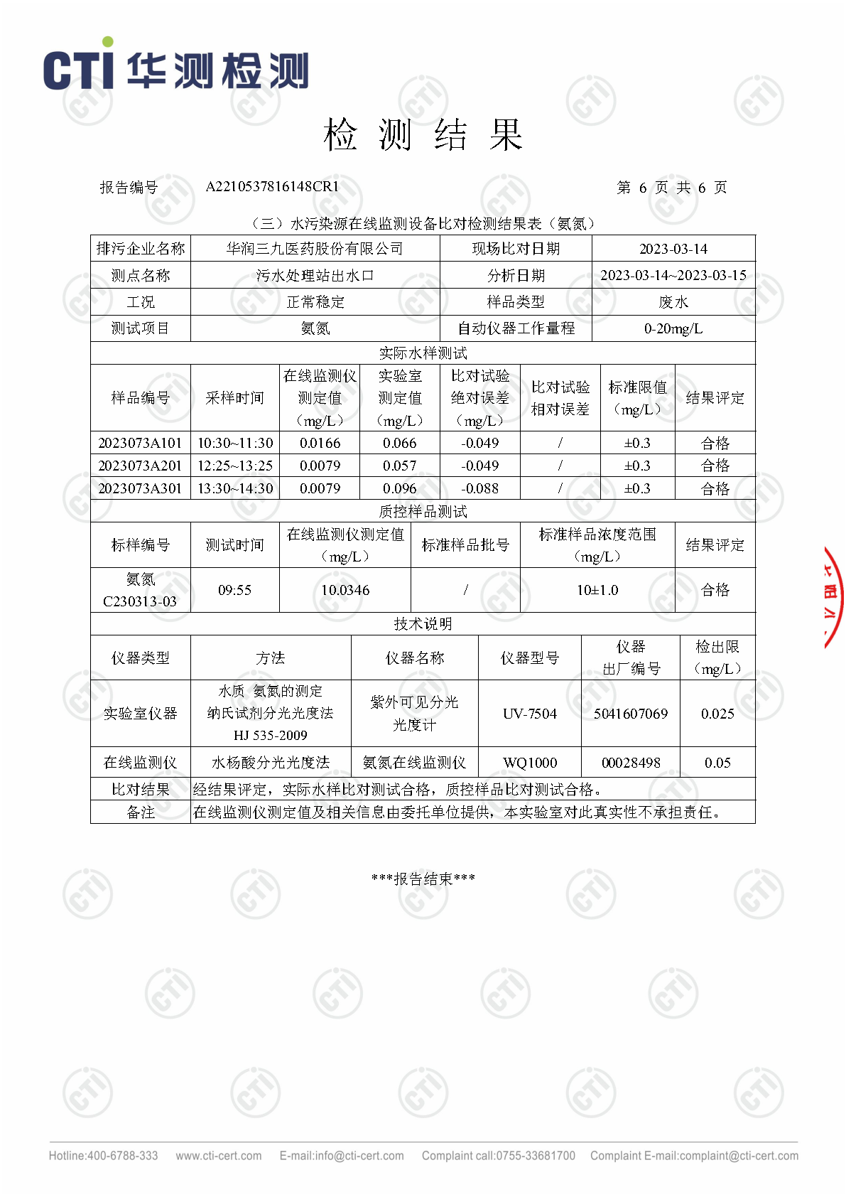 ng电子游戏总部1季度废水在线监测设备比对检测汇报_Page13